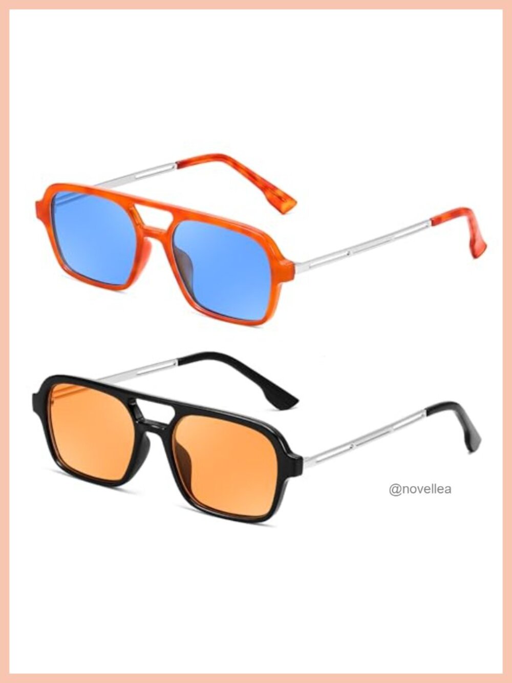Retro Square Aviator Sunglasses Women Men UV400 Protection Metal Hinges 59mm